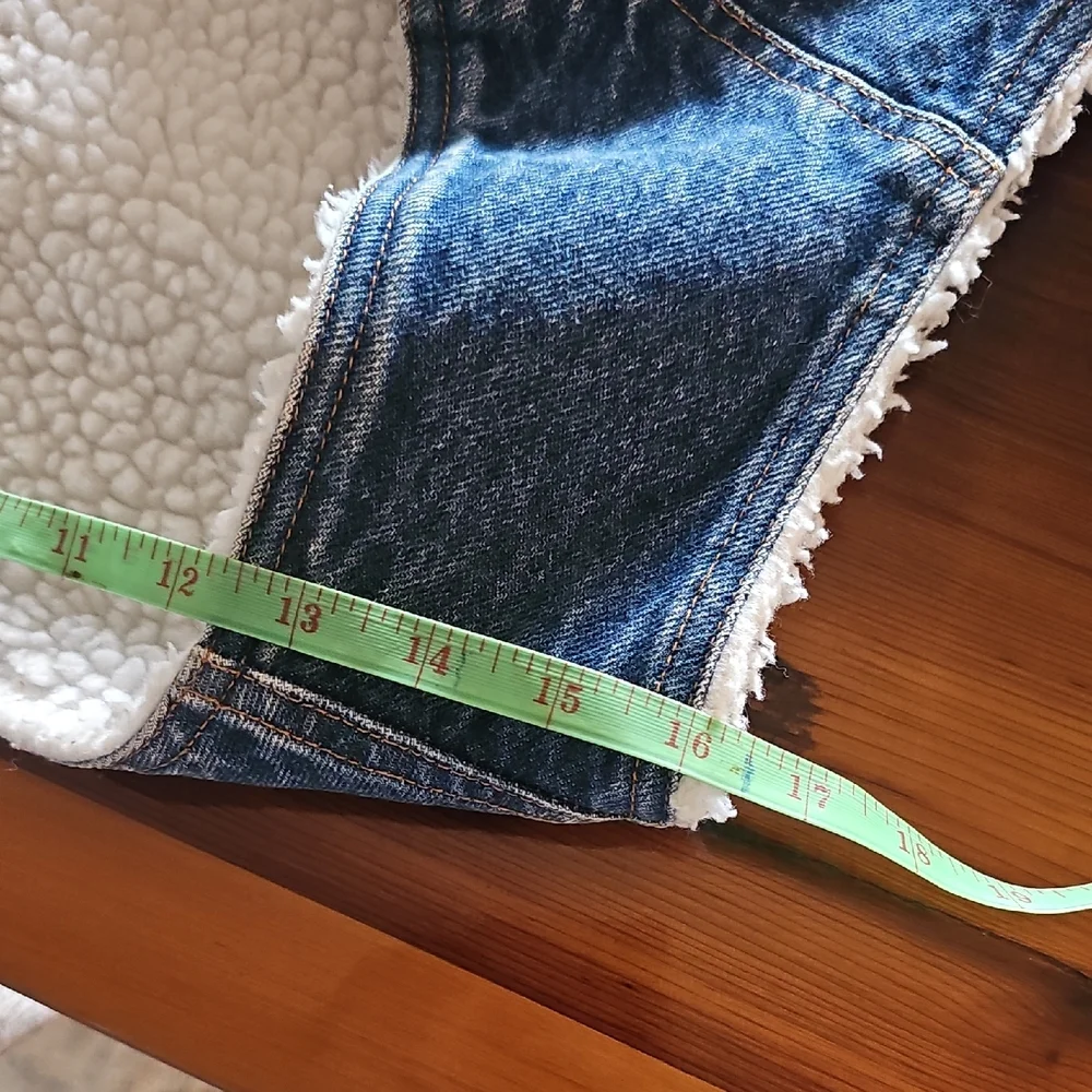 Vintage 70s 80s Levi's Dark Blue Denim Sherpa-Lined Vest - Size XL - Picture 13 of 13